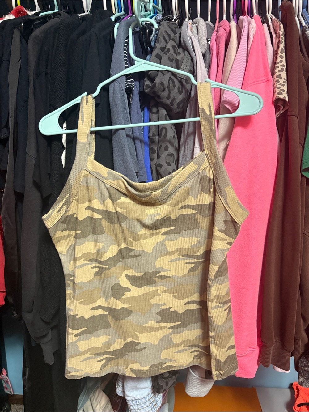 American Eagle Outfitters Beige Camo Ribbed Tank